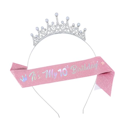 Schimmernder Geburtstags-Haarschmuck und Schärpe, Combo für Kinderpartys, altersspezifische Größe, 3–10 Jahre, Prinzessinnen-Mottoparty, Dekoration, Kindergeburtstag, Rollenspiel-Zubehör Schimmernder Geburtstags-Haarschmuck und Schärpe, Combo für Kinderpartys, altersspezifische Größe, 3–10 Jahre, Prinzessinnen-Mottoparty, Dekoration, Kindergeburtstag, Rollenspiel-Zubehör von Lerpwige