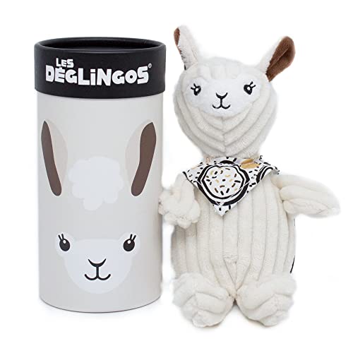 Les Déglingos, Muchachos Le Lama, Plüschtier Lama, klein Simply mit Geschenkbox, ultraweich, ab der Geburt, 22 cm, Beige, Mädchen und Jungen, recycelte Füllung 32127B von LES DÉGLINGOS