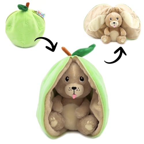 Les Déglingos Flipetz Plüschtier, Krocket, Motiv: Der Hund/Apfel, wendbar, Plüsch, sehr weich, für Babys, Geschenkideen zur Geburt von LES DÉGLINGOS