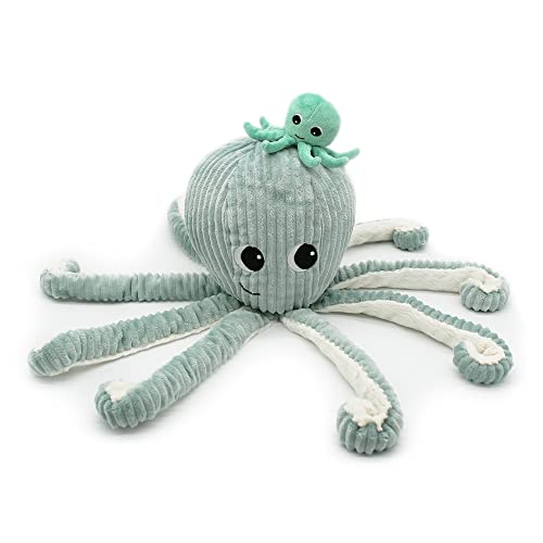 Les Déglingos - Filou la Octopus Manan und Son Bébé 65 cm – Minze – Les PIPOTOS – Kuscheltier für Babys – Plüschtier Baby – Geschenk zur Geburt von LES DÉGLINGOS