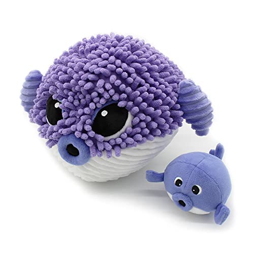 Les Déglingos - Gobetou Le Fish Globe Mama und Ihr Baby – Violett – PIPOTOS – Kuscheltier für Babys – Geschenk zur Geburt – 30 cm von LES DÉGLINGOS