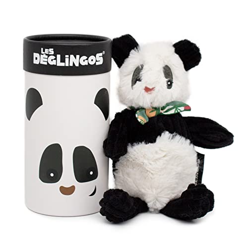 LES DÉGLINGOS - Kleiner Simply Rotos Panda in Schachtel – Schwarz – Plüsch, ultraweich, Geschenkidee – verwendbar ab Geburt – 22 cm von LES DÉGLINGOS