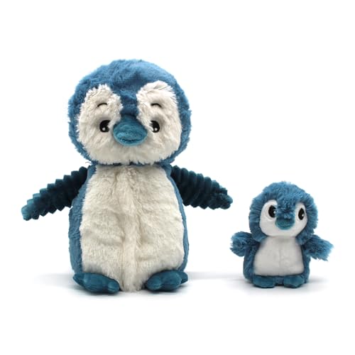 Les Déglingos Les Ptipotos by Glissou Der Pinguin Maman Bébé – Plüschtier sehr weich Geburt – Blau – 16 cm von LES DÉGLINGOS