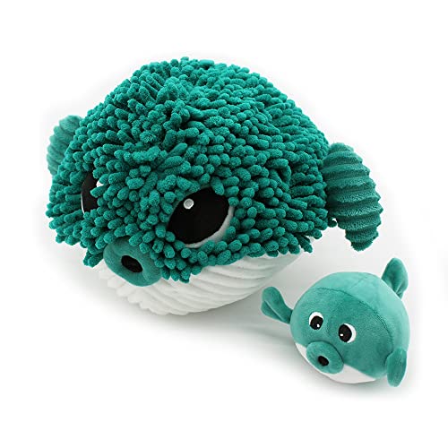 Les Déglingos Gobetou Le Fish Globe Mama und Ihr Baby – Grün – Die Ptipotos – Kuscheltier für Babys – Plüschtier Baby – Geschenk zur Geburt – 30 cm von LES DÉGLINGOS