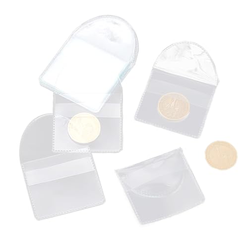 200 Stück Münzhüllen Einzeln, 5.5 * 5.2cm Münzhüllen Halter Transparente Münzen Hüllen Münzen Aufbewahrung Einzeln Münztaschen Set, für die Aufbewahrung von Münzen Schmuck und Kleine Gegenstände von Les-Theresa