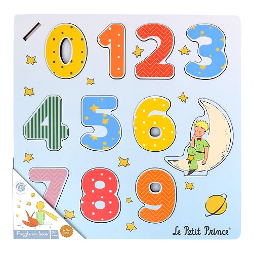 PLANÈTE BOIS 865005 Zahlenpuzzle-Lernspiel-Der kleine Prinz-865005-11 Teile-Mehrfarbig-Holz-Kinderspiel-Kinderpuzzle-30 cm x 30 cm-Ab 2 Jahren, bunt von PLANETE BOIS