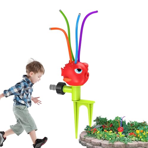 Wassersprinkler Für Kinder, Wasserspielzeug Kinder Outdoor, Sprinkler Kinder Wasserspielzeug Mit 4 Wackelrohren, Rasensprenger Outdoor Spiele for 3 5 6 8 Jahre Junge Und Mädchen Kugelfisch von Lesunbak