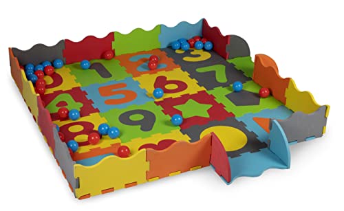 Let's Play Spielset - 3-in-1: Spielmatte, Puzzle und Ballbox - Moosgummi - 40 Bälle von Let's Play