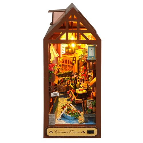 LetCart Colmar Stadt DIY hölzerne Kit Miniatur Puppenhaus Buchstützen Modell Bauen für Erwachsene Kit Buchstützen Modell hölzerne Kit Geschenk für Geburtstag Muttertag von LetCart