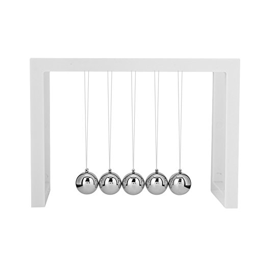 LetCart Newtons Cradle Balance Balls, Solid Metal Physics Science Pendulum Ball Home Office Decor Ornament Pädagogische Desktop Dekoration(Weiß) von LetCart