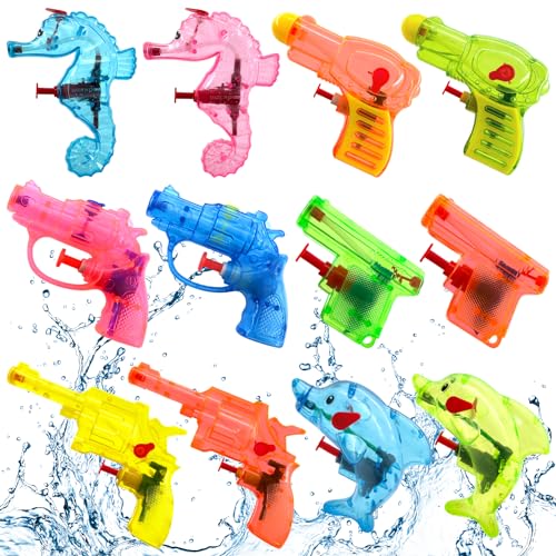 Lets Joy 12 Stück Wasserpistole Spielzeug für Kinder, Wasserspritzpistolen Klein, Spritzpistole Wasser, Mini Kleine Wasserpistole, Spritzpistole Spielzeug, Spielzeug für Sommerpartys Garten Pool von Lets Joy