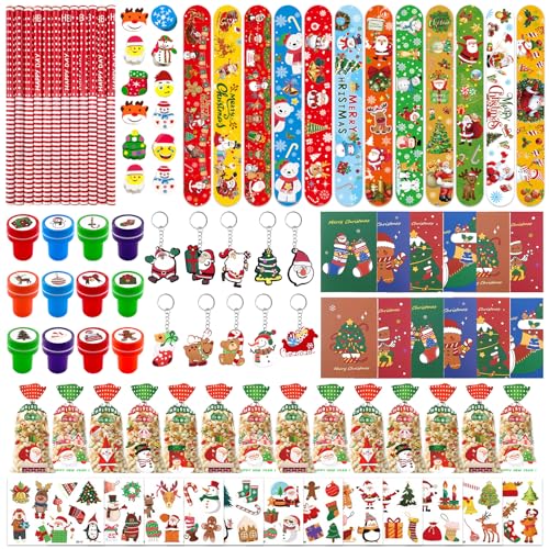 Lets Joy 132PCS Weihnachten Party Mitgebsel, Weinachts Geschenke für Kinder, Give Aways Kindergeburtstag, Weihnachten Tattoo, Weihnachten Bleistifte Radiergummis Stempel, Weihnachtsdeko Geschenke von Lets Joy