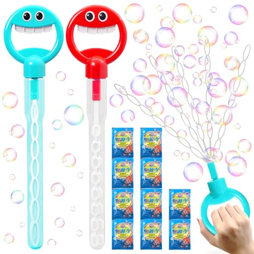 Lets Joy 2 Stück Seifenblasen Kinder, 32 Hole Smiling Face Bubble Stick, Seifenblasen Stäbe Spielzeug, Bunte Seifenblasen Stäbe, Smiley Seifenblasenstab Mitgebsel Kindergeburtstag Hochzeit Party von Lets Joy