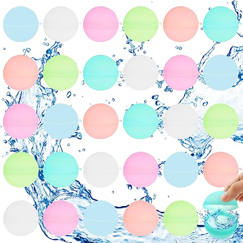 Lets Joy 30PCS Wiederverwendbare Wasserballons, Silikon Wasserbälle, Silikon Wasserballons Wasserspielzeug, Schnellfüller Wasserbomben Set, Pool-Spielzeug, Poolpartys, Kinder Sommer Draussen von Lets Joy