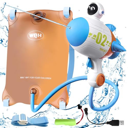 Lets Joy Elektrische Wasserpistole für Kinder, Astronaut Wasserspritzpistole Elektrisch mit 1200cc Rucksack, Wasserpistole Große Kapazität, Verstellbaren Rucksack, Geschenk für Sommer Pool Party von Lets Joy