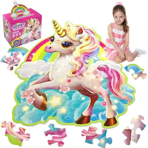 Lets Joy Kinderpuzzle Einhorn, 45 Teile Große Einhorn Bodenpuzzle für Kinder, Einhorn Boden Puzzle Spielzeug, Pädagogisches Spielzeug, Lernspielzeug Einhorn Mädchen Jungen von Lets Joy