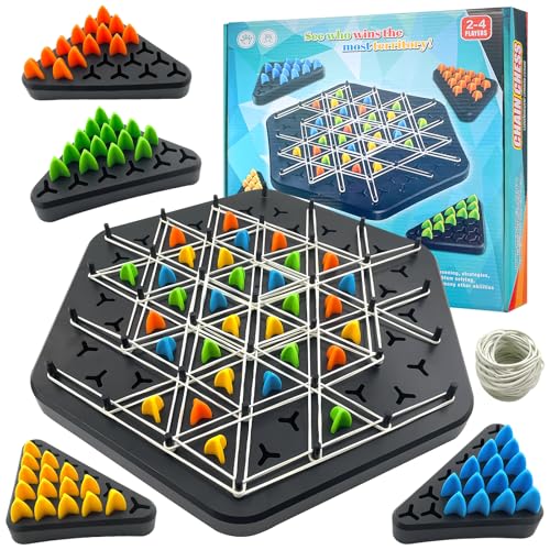 Lets Joy Triggle-Spiel, Gummiband Spiel, Dreiecksschach Brettspiel, Puzzlespielzeug, Familienspiel Brettspiel Strategie Lernspielzeug Partyzubehör, Geschenke für Jungen und Mädchen von Lets Joy