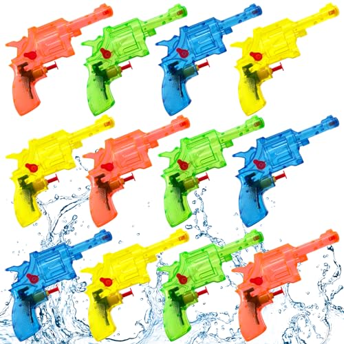 Lets Joy Wasserpistole Spielzeug für Kinder, 12 Stück Mini Kleine Wasserpistole Spritzpistole Spielzeug, Wasserspritzpistolen, Sommerpartys Garten Pool Spielzeug Geschenk für Kinder von Lets Joy