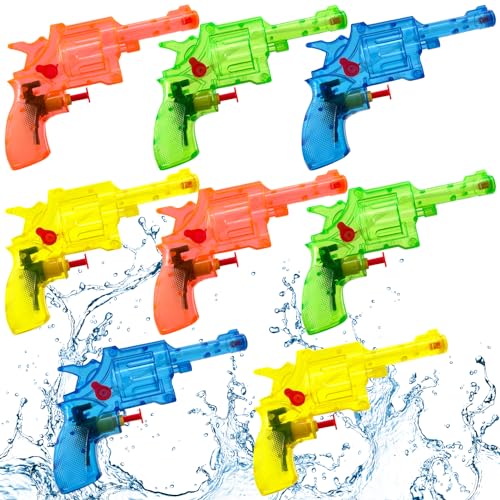 Lets Joy Wasserpistole Spielzeug für Kinder, 8 Stück Mini Kleine Wasserpistole Spritzpistole Spielzeug, Wasserspritzpistolen, Sommerpartys Garten Pool Spielzeug Geschenk für Kinder von Lets Joy