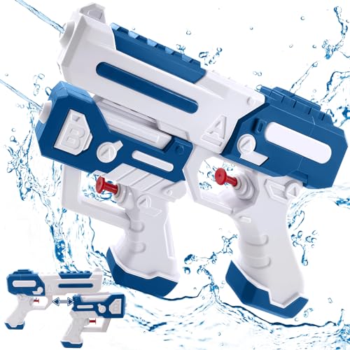 Lets Joy 2PCS Wasserpistole für Kinder, 2 In 1 Wasserspritzpistolen Spielzeug, Wasserpistole Spritzpistole Spielzeug, Doppeldüse Split Wasserpistole, Geschenk für Kinder Erwachsene Sommerpartys Pool von Lets Joy