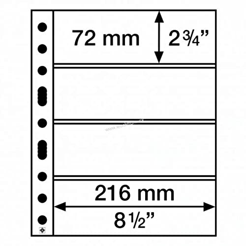 Leuchtturm 358075 klare Kunststoffhüllen SH 312, 4 quere Taschen für Banknoten und Sammelscheine - 50er Pack aus PP von Leuchtturm