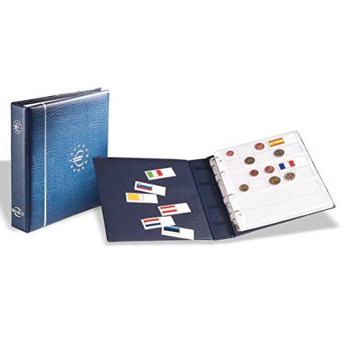 Leuchtturm 338772 Münzalbum Numis - Sammelalbum inkl. 7 Münz-Hüllen für 21 Euro-Kursmünzsätze und Schutzkassette - blau von Leuchtturm