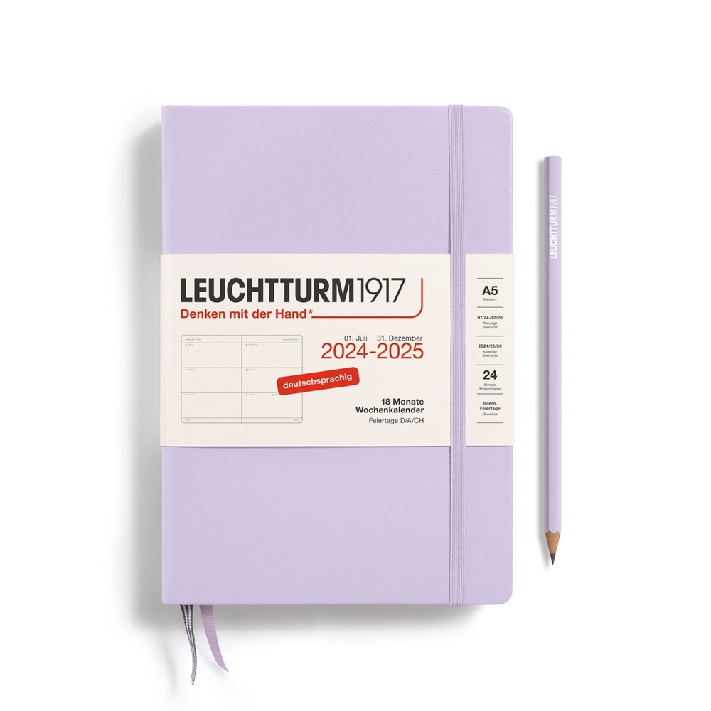 Leuchtturm1917 18 Monatskalender 1 Woche auf 2 Seiten 2025 Medium A5 Hardcover Lilac von Leuchtturm1917