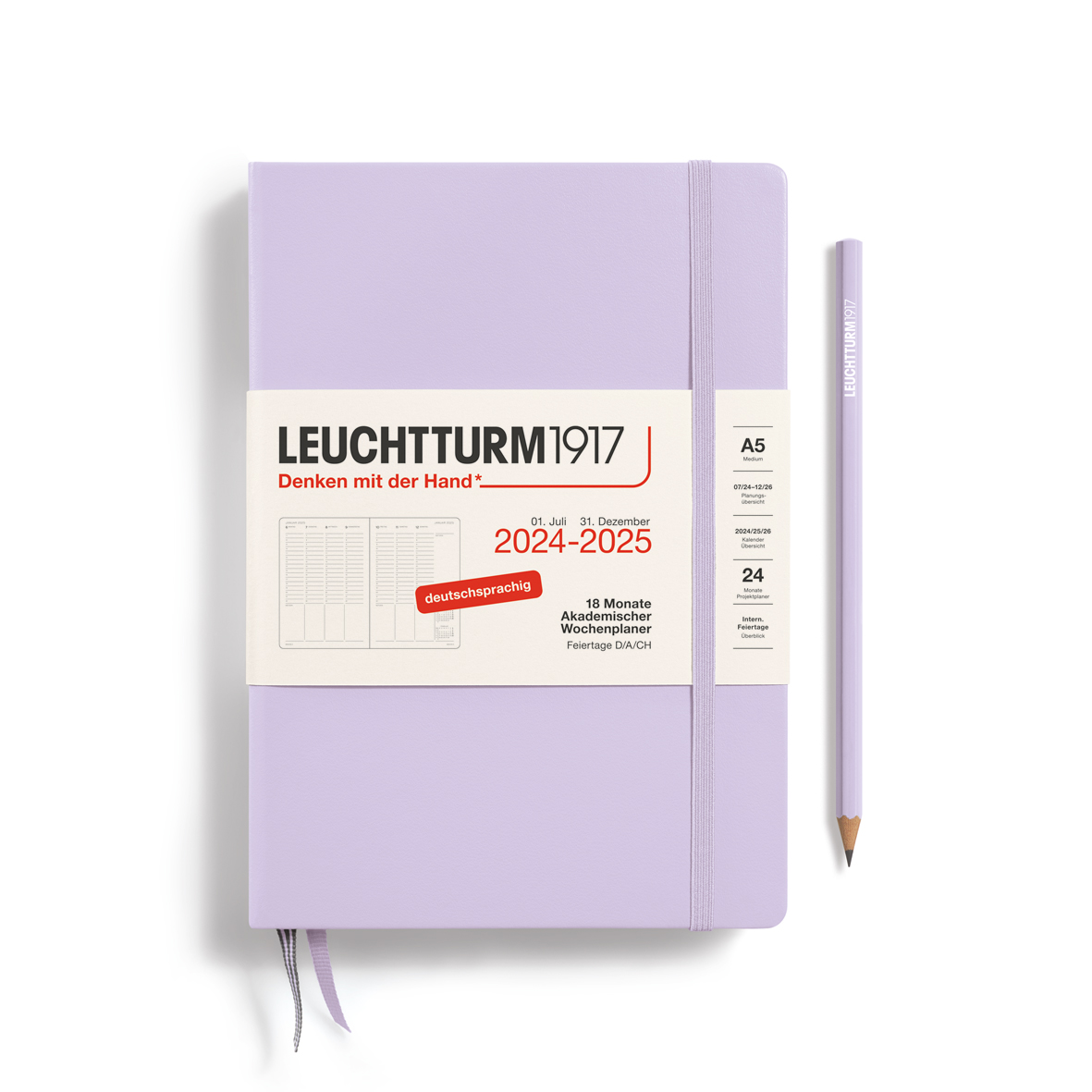 Leuchtturm1917 18 Monatskalender akademischer Wochenplaner 2025 A5 Lilac von Leuchtturm1917