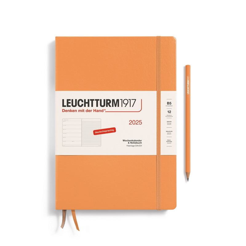 Leuchtturm1917 Kalender & Notizbuch 1 Woche auf 1 Seite 2025 Composition B5 Hardcover Apricot, liniert von Leuchtturm1917