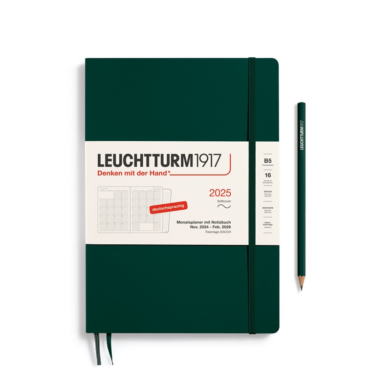 Leuchtturm1917 Monatsplaner & Notizbuch Composition B5 2025 Softcover Forest Green von Leuchtturm1917