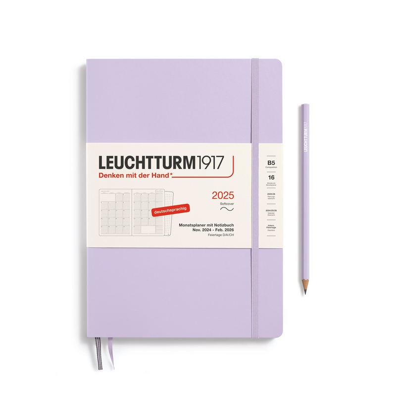 Leuchtturm1917 Monatsplaner & Notizbuch Composition B5 2025 Softcover Lilac von Leuchtturm1917