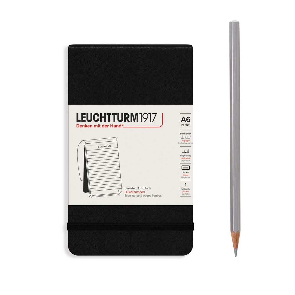 Leuchtturm1917 Notizblock Pocket Hardcover A6 Schwarz Liniert von Leuchtturm1917