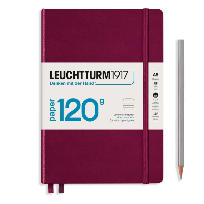 Leuchtturm1917 Notizbuch 120g Medium Hardcover A5 Port Red, liniert von Leuchtturm1917