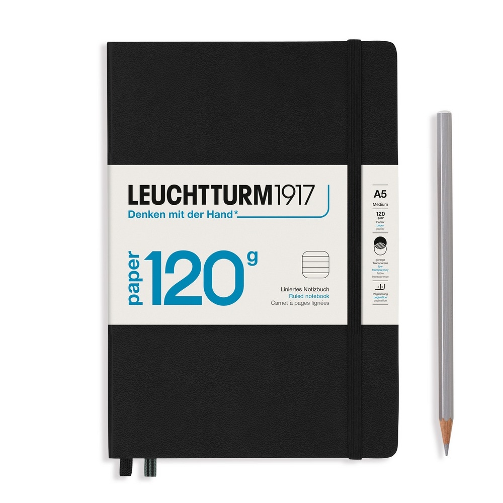 Leuchtturm1917 Notizbuch 120g Medium Hardcover A5 Schwarz, liniert von Leuchtturm1917