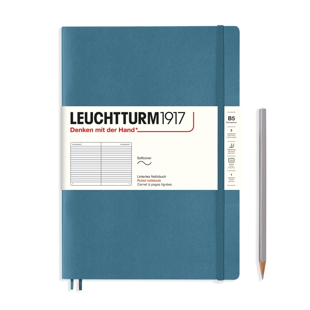 Leuchtturm1917 Notizbuch Composition Softcover B5 Stone Blue, liniert von Leuchtturm1917