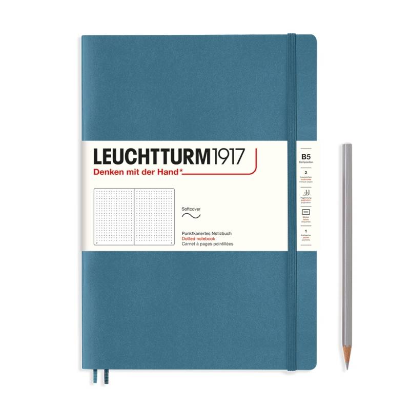 Leuchtturm1917 Notizbuch Composition Softcover B5 Stone Blue, punktkariert von Leuchtturm1917