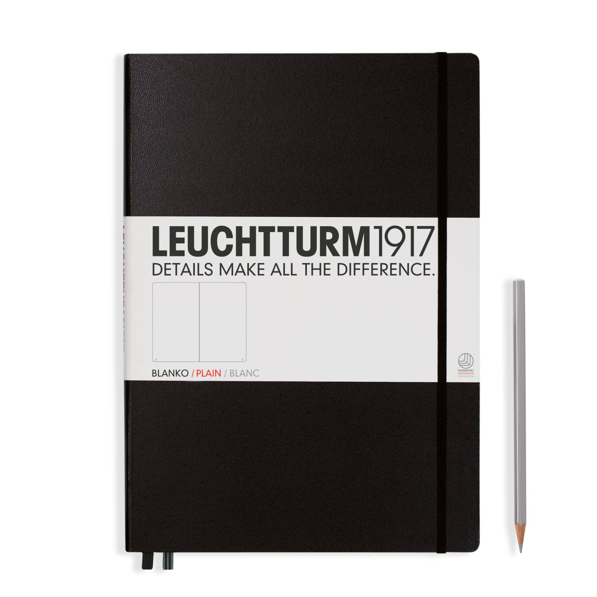 Leuchtturm1917 Notizbuch Master Hardcover A4+ schwarz, blanko von Leuchtturm1917