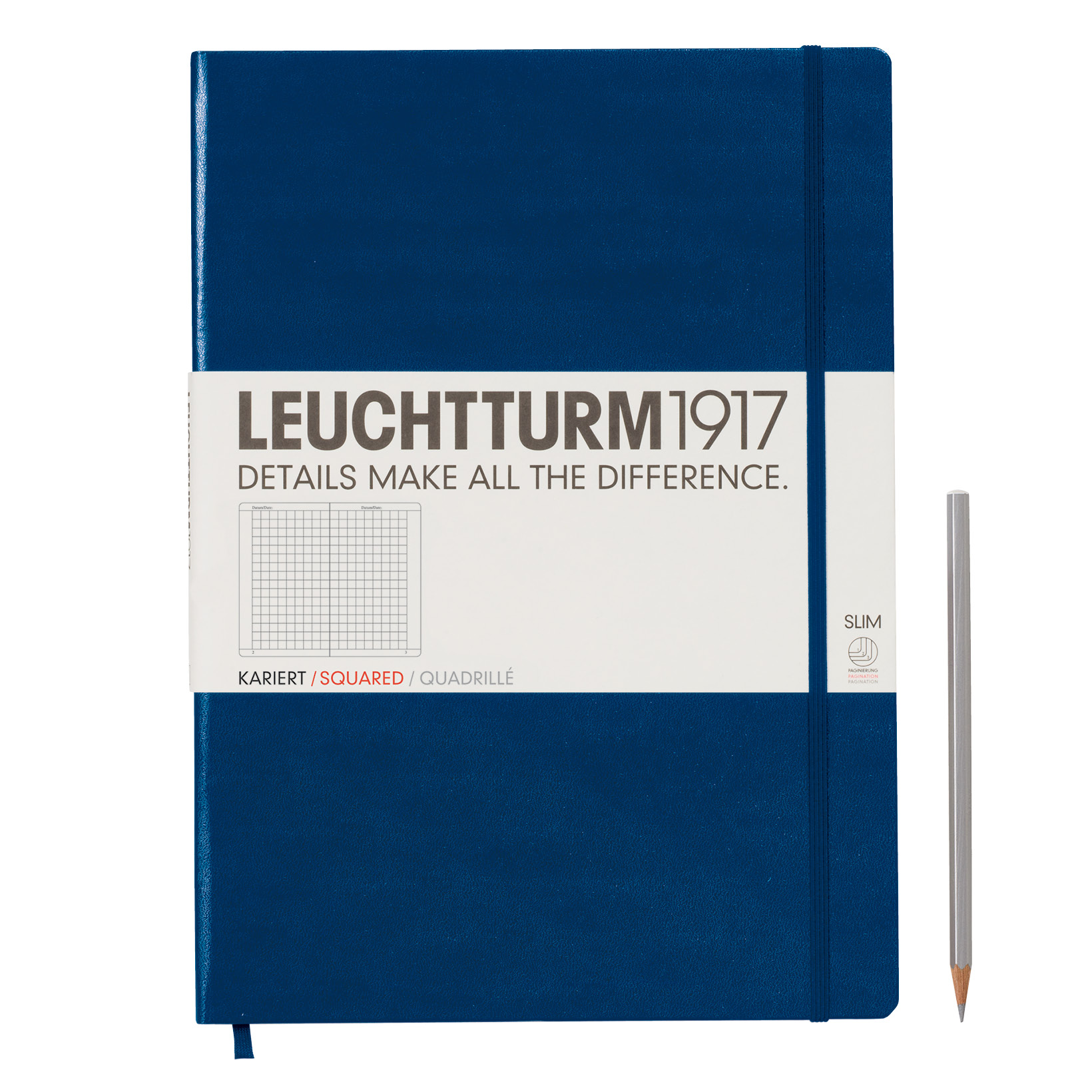 Leuchtturm1917 Notizbuch Master Slim (A4+) Hardcover marine, kariert von Leuchtturm1917