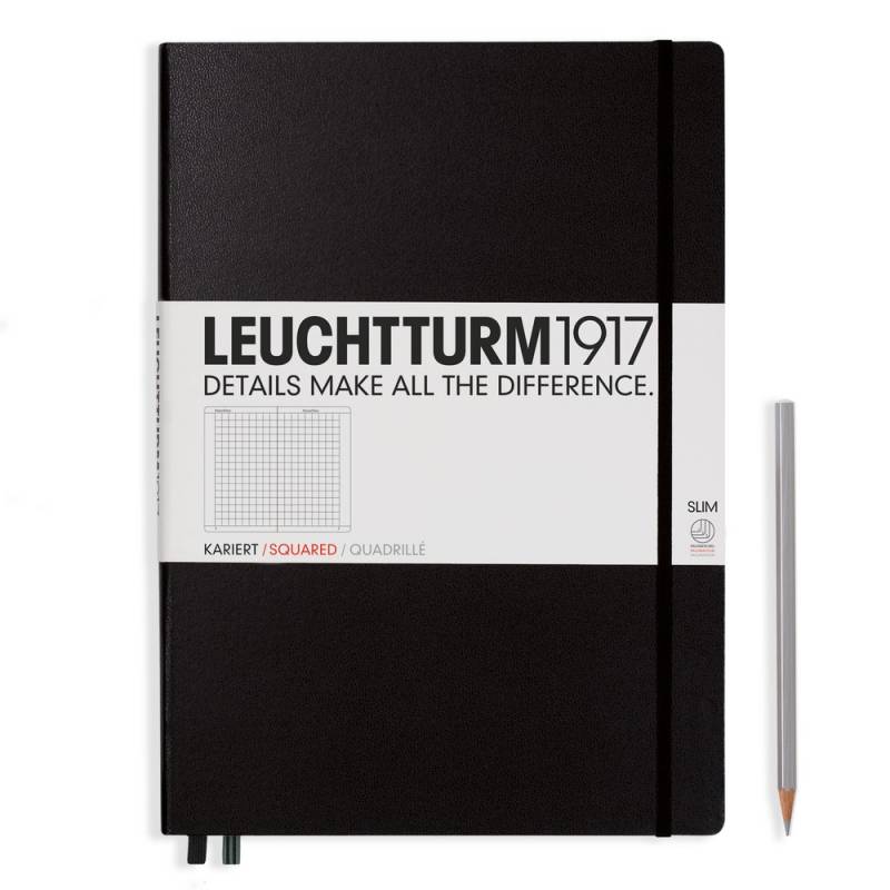 Leuchtturm1917 Notizbuch Master Slim (A4+) Hardcover schwarz, kariert von Leuchtturm1917