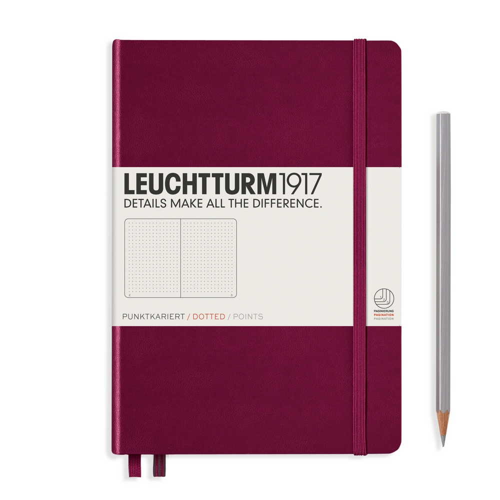 Leuchtturm1917 Notizbuch Medium Hardcover A5 Port Red, punktkariert von Leuchtturm1917