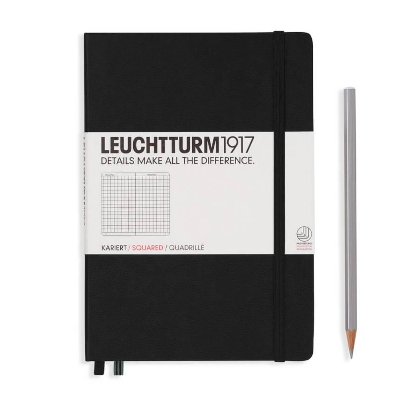 Leuchtturm1917 Notizbuch Medium Hardcover A5 schwarz, kariert von Leuchtturm1917