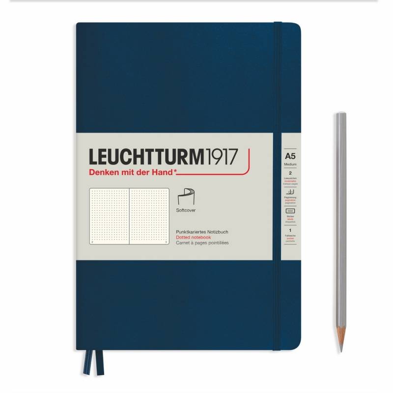 Leuchtturm1917 Notizbuch Medium Softcover A5 Marine, punktkariert von Leuchtturm1917