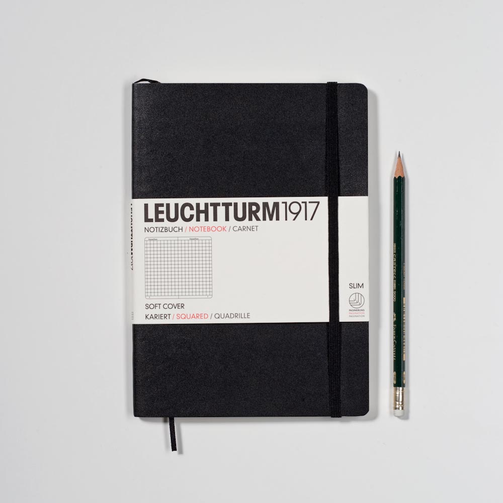 Leuchtturm1917 Notizbuch Medium Softcover A5 schwarz, kariert von Leuchtturm1917