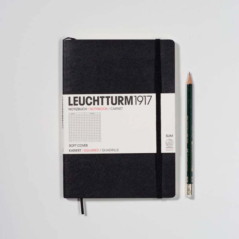 Leuchtturm1917 Notizbuch Medium Softcover A5 schwarz, kariert von Leuchtturm1917