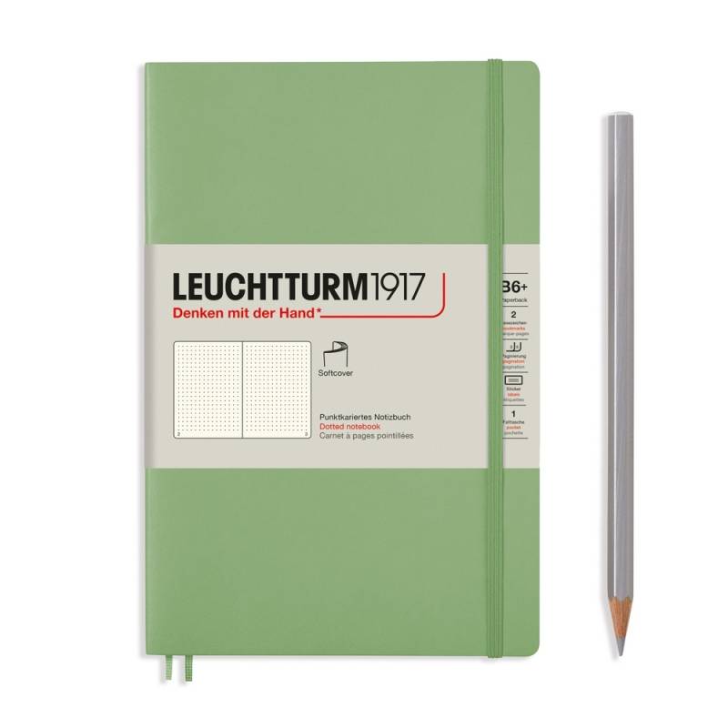 Leuchtturm1917 Notizbuch Paperback Softcover B6+ Salbei, punktkariert von Leuchtturm1917