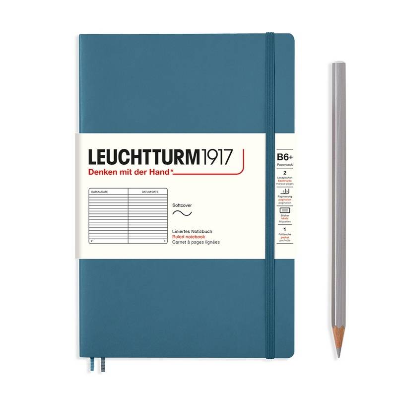 Leuchtturm1917 Notizbuch Paperback Softcover B6+ Stone Blue, liniert von Leuchtturm1917