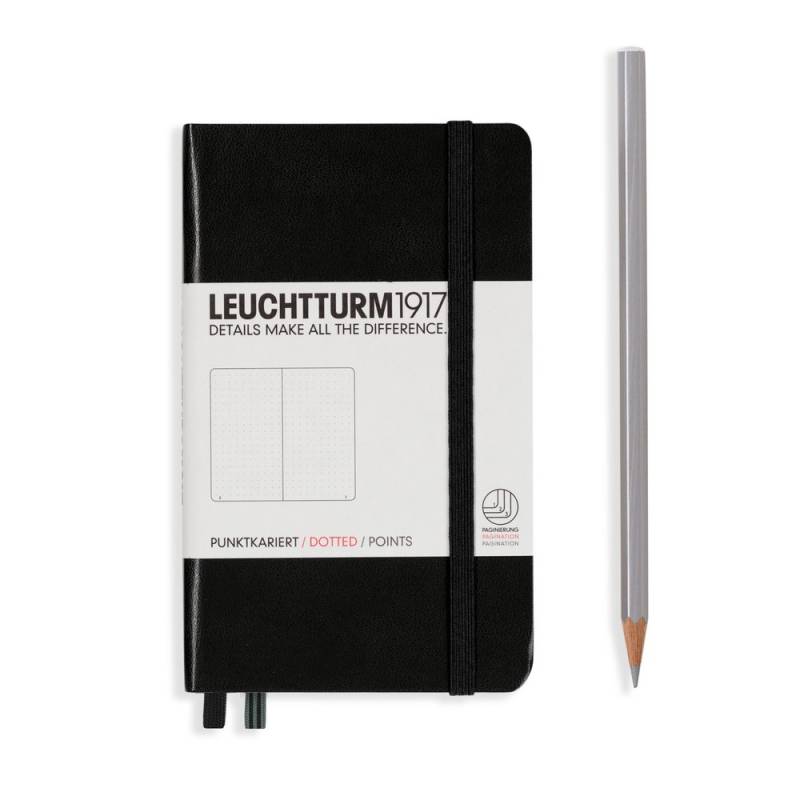 Leuchtturm1917 Notizbuch Pocket Hardcover A6 schwarz, punktkariert von Leuchtturm1917