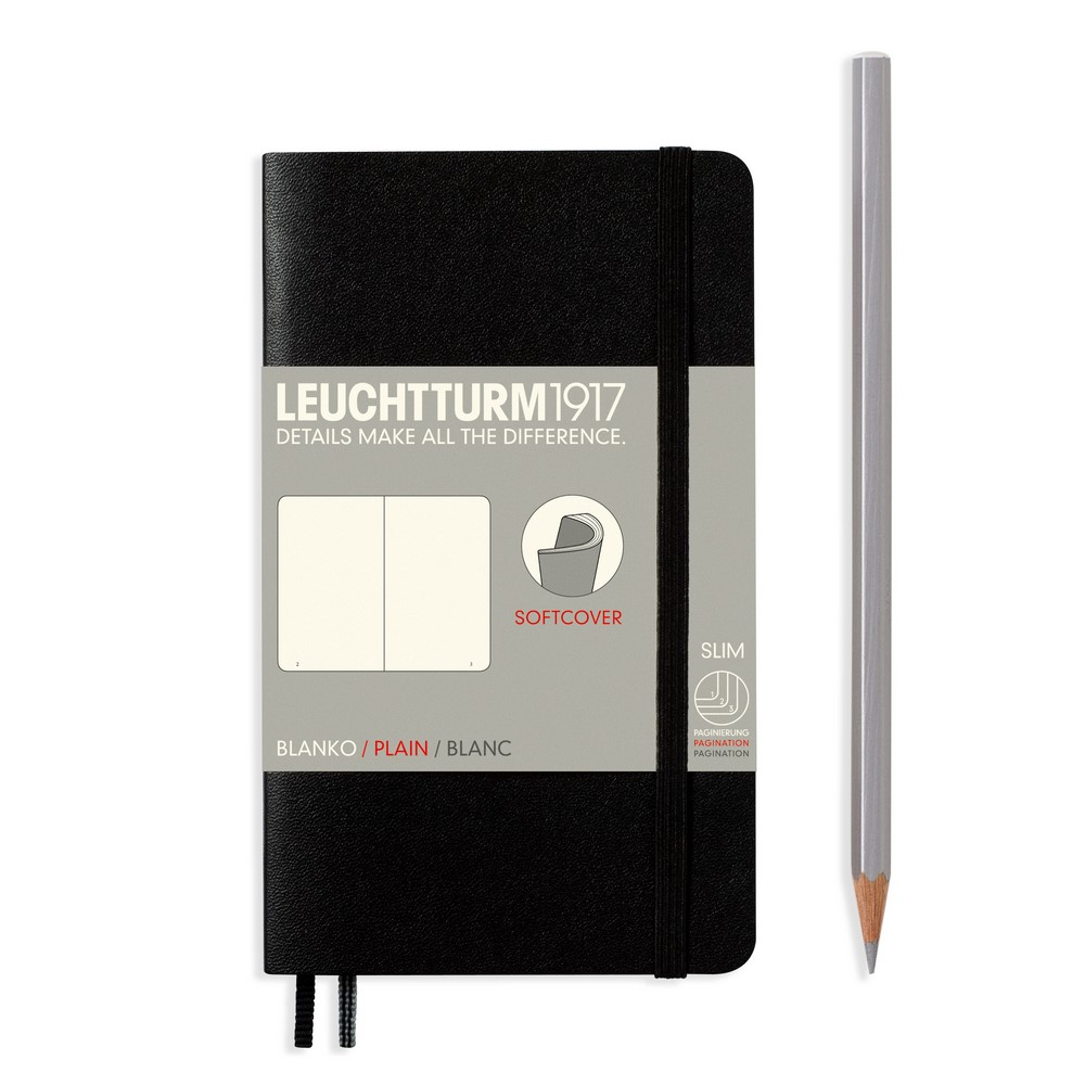 Leuchtturm1917 Notizbuch Pocket Softcover A6 schwarz, blanko von Leuchtturm1917