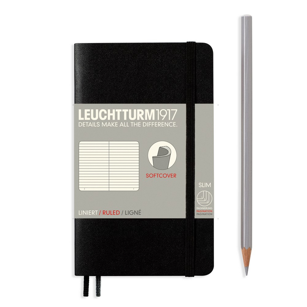 Leuchtturm1917 Notizbuch Pocket Softcover A6 schwarz, liniert von Leuchtturm1917