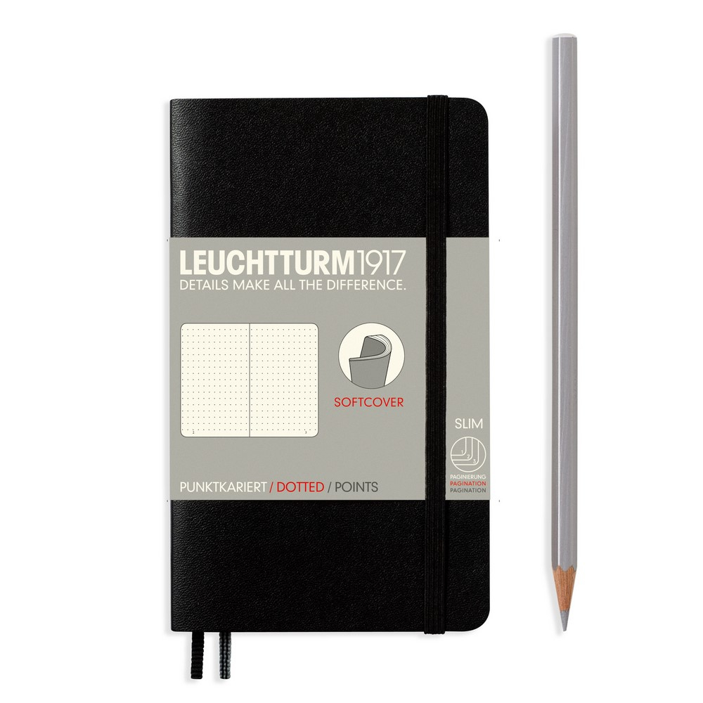 Leuchtturm1917 Notizbuch Pocket Softcover A6 schwarz, punktkariert von Leuchtturm1917